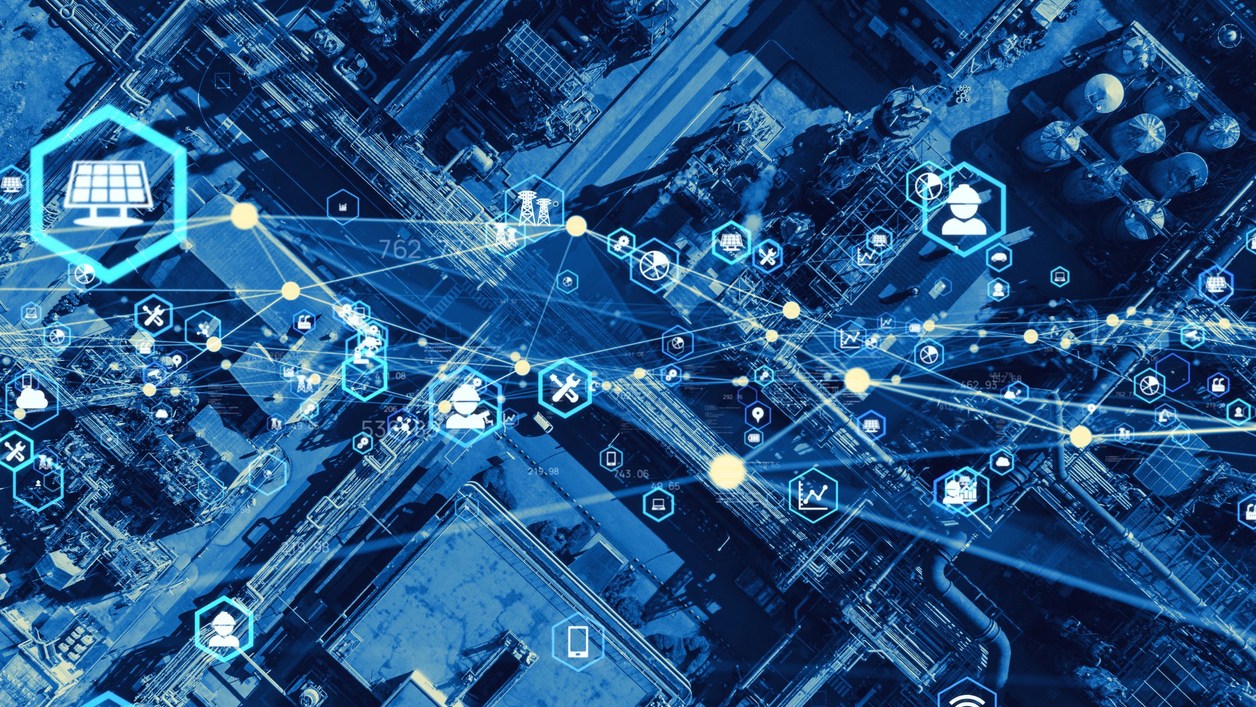 A blue washed image of a digital supply chain representing the role of a PCQI in global food safety.