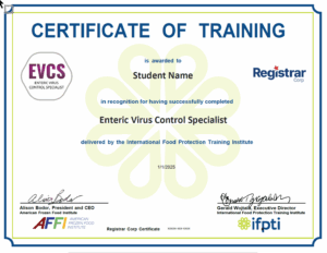 Échantillon de certificat de spécialiste du contrôle des virus entériques